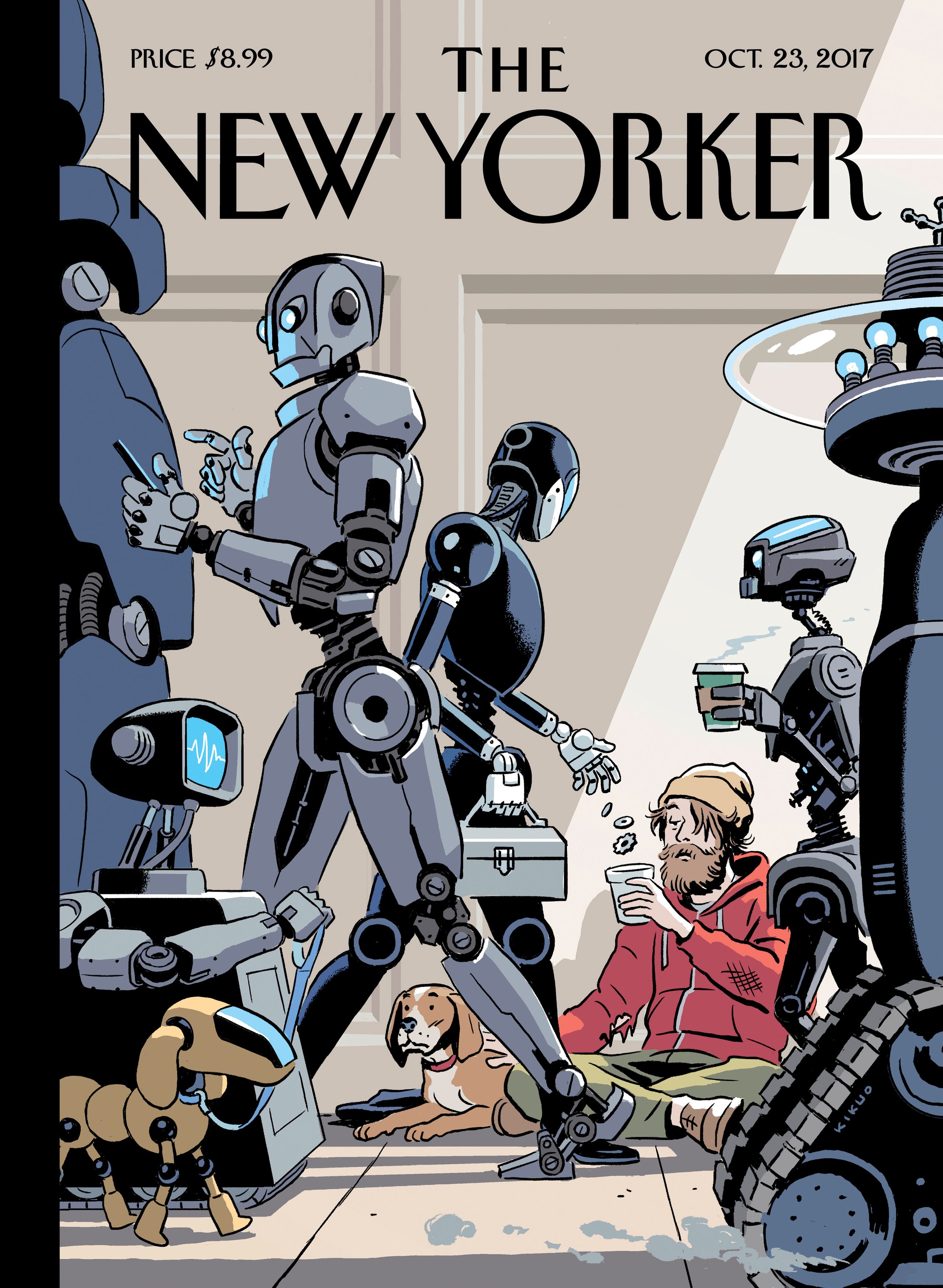 Tech Support: robots pass a human asking for help, The New Yorker cover, October 23, 2017